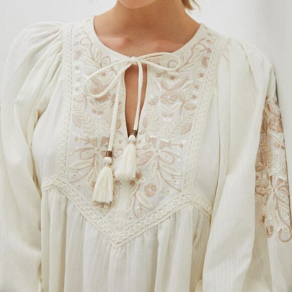 New Anthropologie Viveka Embroidered Lace Floral Ivory Mini Dress NWT Size XS - Picture 8 of 17